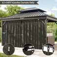thumbnail image 3 of Pakunoda 4 Panel 11' X 79' Outdoor Curtains for 10' X 12' Gazebo, Waterproof Outdoor Privacy Curtain Panel set of 4, Gray(Curtain Only), 3 of 8