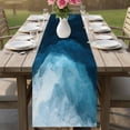 thumbnail image 6 of Summer Ocean Waves Watercolor Table Runner 36 Inches Long,Kitchen Dining Tablerunners Gradient Blue Wavy Linen Table Runners Dresser Scarves for Home Dinner Wedding Holiday Party Decor, 6 of 9
