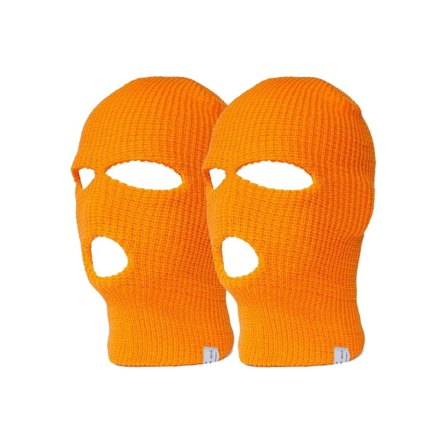 TopHeadwear 3 Hole Ski Face Mask Balaclava, 2 Pack Neon Orange