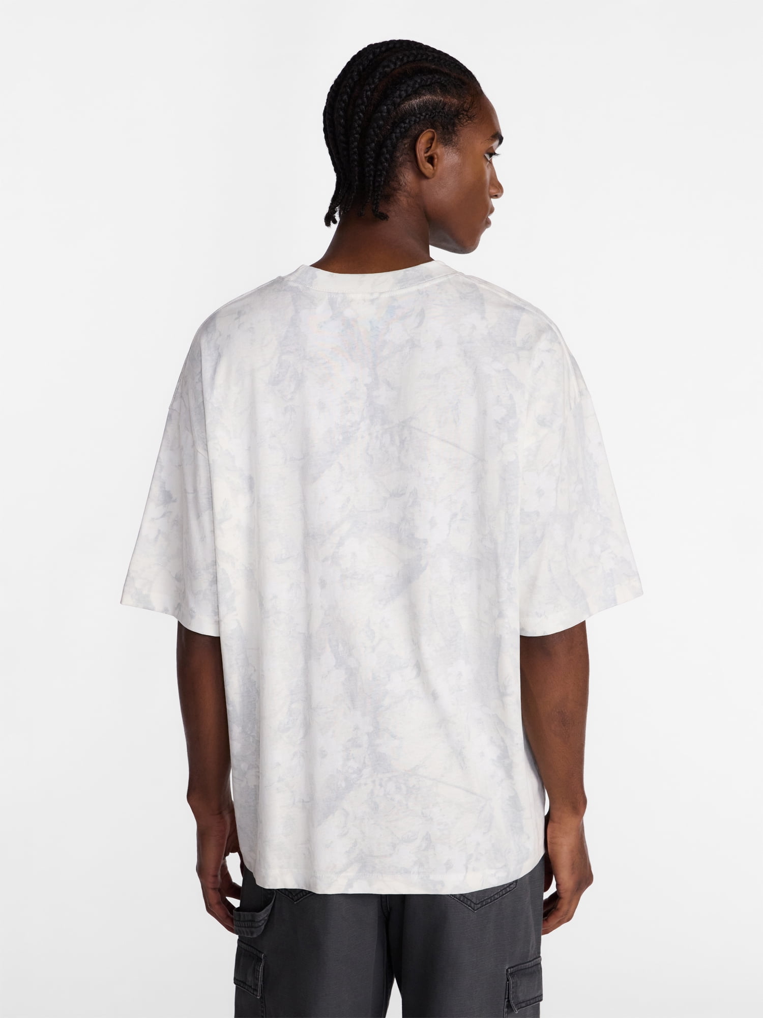 No Boundaries Men's Oversized Boxy Tee Shirt with Short Sleeves, XS-4XLT