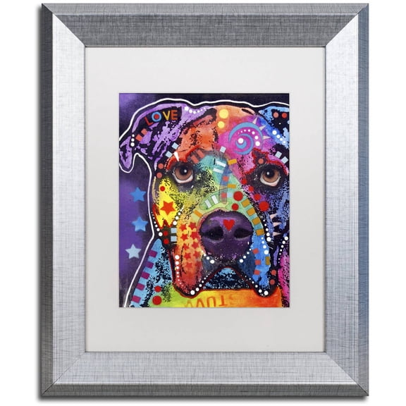 Trademark Fine Art "American Bulldog 121609" Canvas Art by Dean Russo, White Matte, Silver Frame