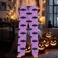 thumbnail image 2 of SJLDQY Mens Halloween Pajamas Pants Wide Leg Pjs Trousers for Men Hallowmas Pumpkin Ghost Elastic Waist Homewear Loungewear With Pocket, 2 of 6