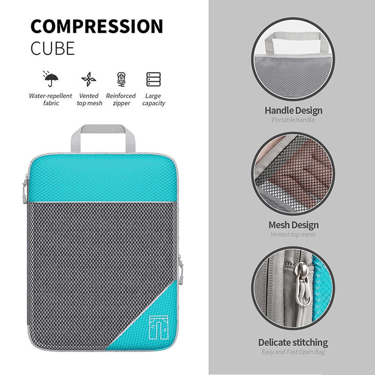 AUXDIQ 6 PCS Compression Packing Cubes Travel Luggage Organizer Bags Set Packing Organizers Compression Suitcase Bag Travel Essential Bag