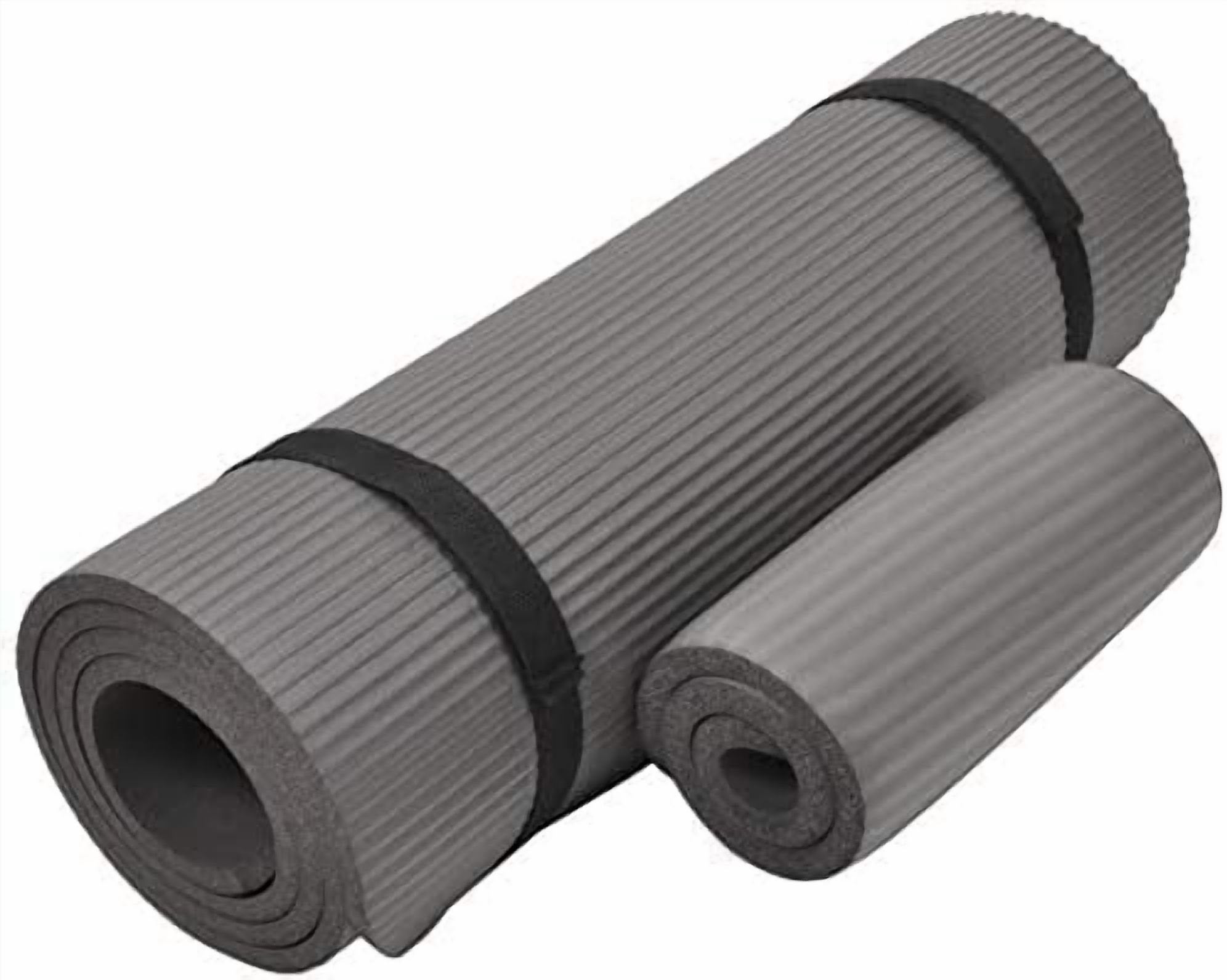 All Purpose 1/2-Inch Extra Thick High Density Anti-Tear Exercise Yoga Mat and Knee Pad with Carrying Strap, Multiple Colors Gray