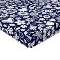 thumbnail image 2 of Ambesonne Navy Fitted Sheet, Heart Butterflies Leafs, Queen Size, Navy Blue and White, 2 of 3
