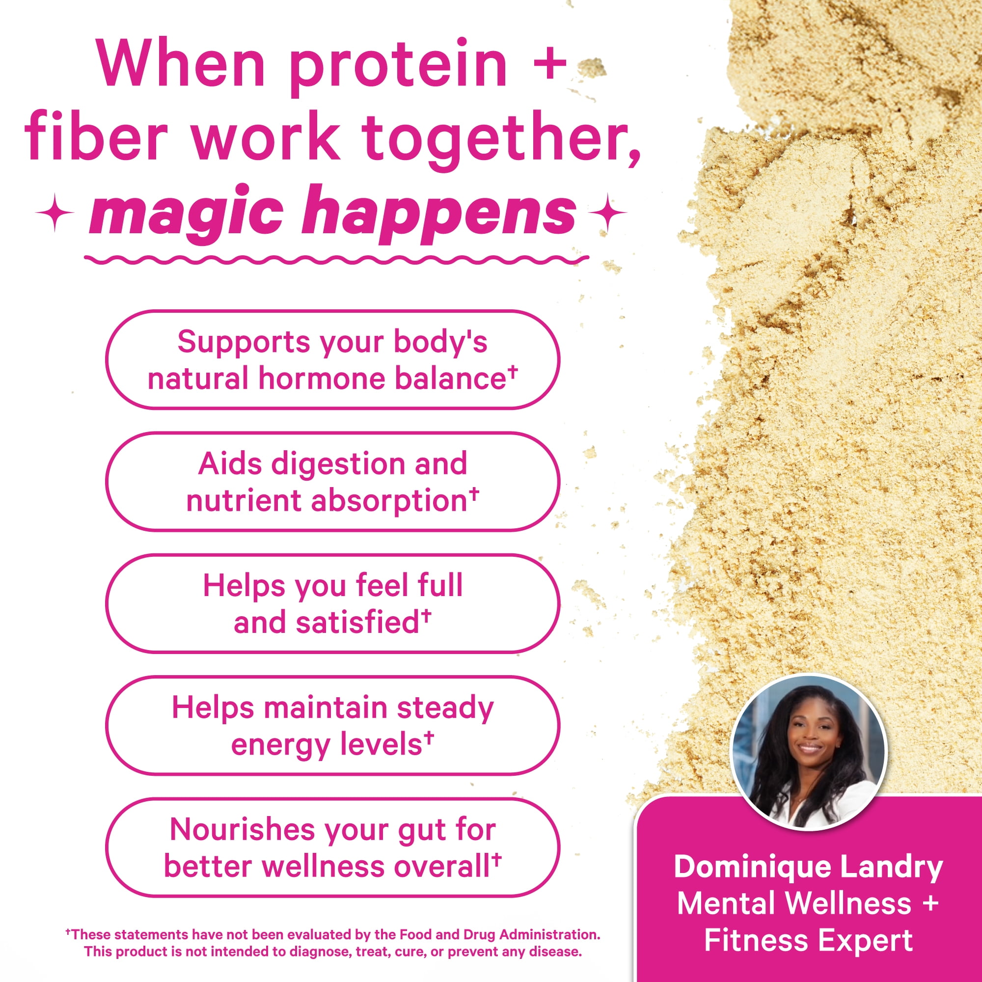 Pink Stork Protein Powder for Women, 20g Plant Based Protein Powder with Fiber + Superfoods, Gluten Free, Dairy Free, Sugar Free, Vanilla Protein Shake - 15 Scoops
