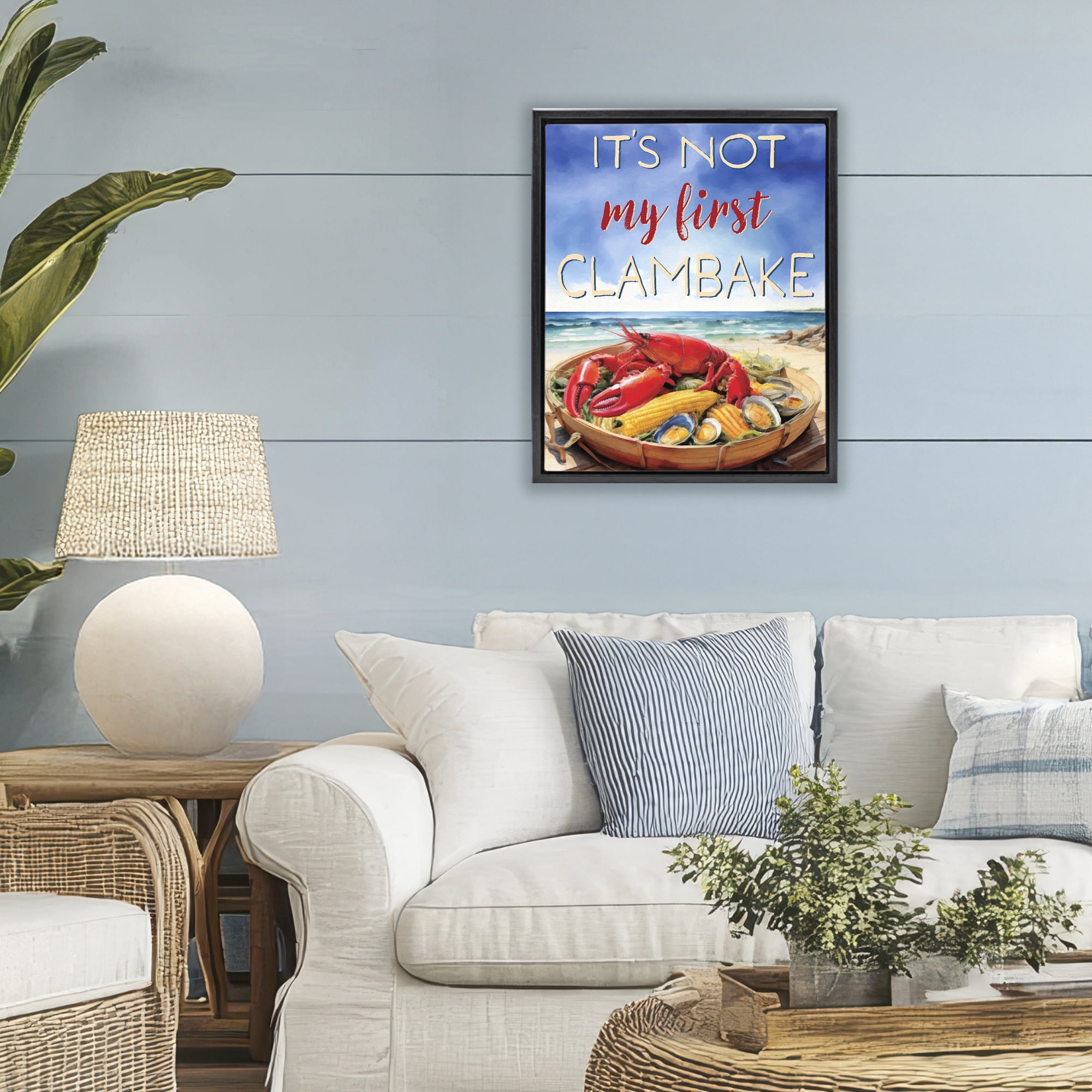 Stupell Industries Not My First Clambake Black Framed Floater Canvas Wall Art, design by Grotto Studios