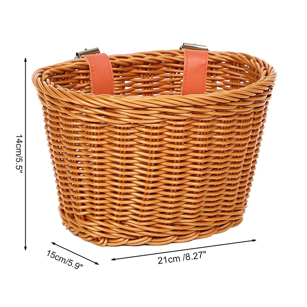 Kids Bike Basket Wicker Style Front Bicycle Basket for Boys Girls Mini Handlebar Basket for Kids Bike Scooter