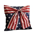 thumbnail image 2 of Leutsin Patriotic American Flag Bow Throw Pillow, Red White Blue Stars Stripes Large Bow Design Decorative Pillow, Soft Plush 4th of July Throw Pillow for Couch Sofa Home Decor, 18" x 18", 2 of 9