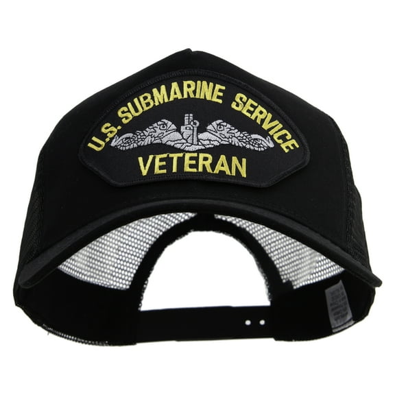US Submarine Service Veteran Patched Big Size Trucker Mesh Cap - Black XL-3XL