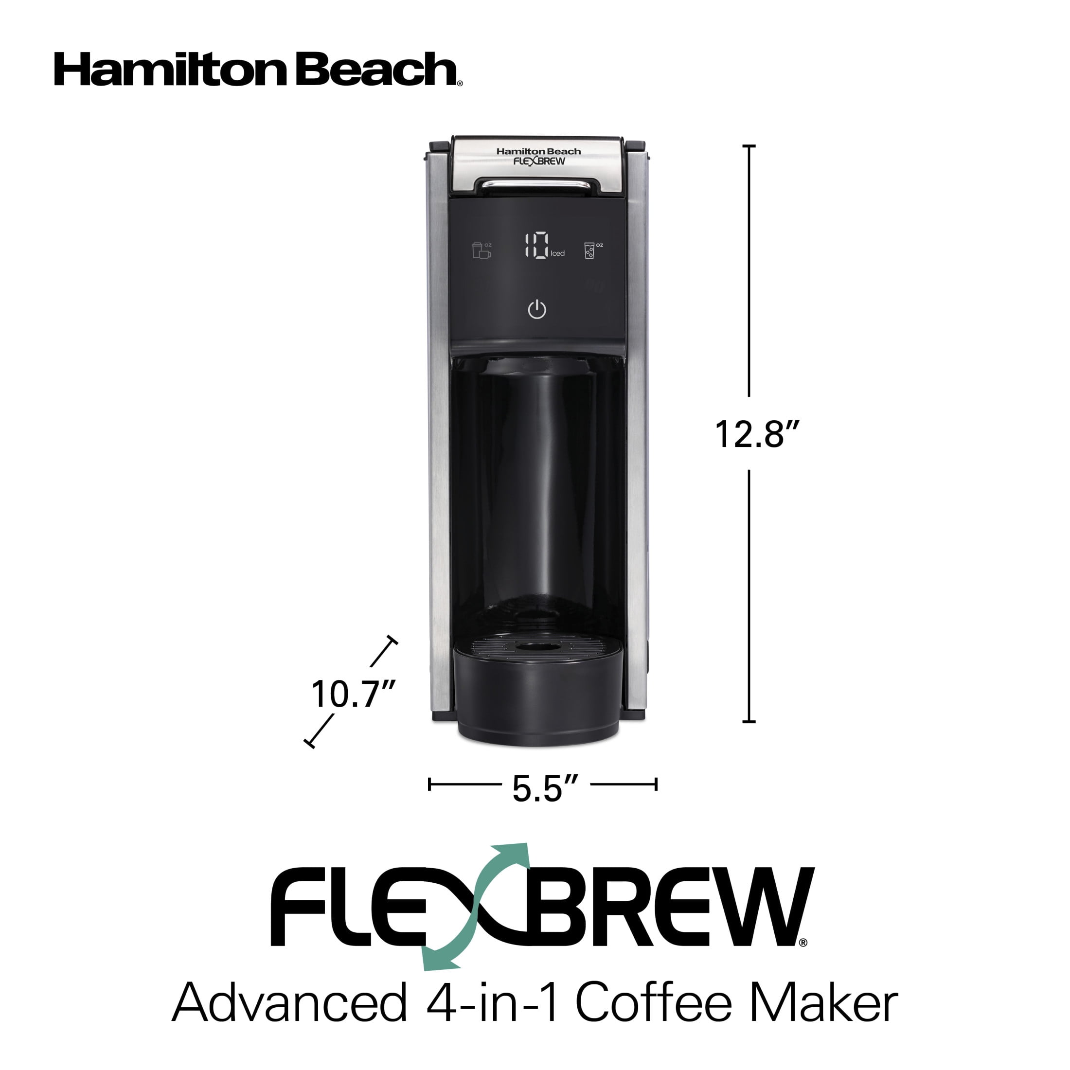Hamilton Beach FlexBrew 4-in-1 Coffee Maker, Single Serve & Full Pot Coffee Brewer with Removable 45 oz Water Reservoir