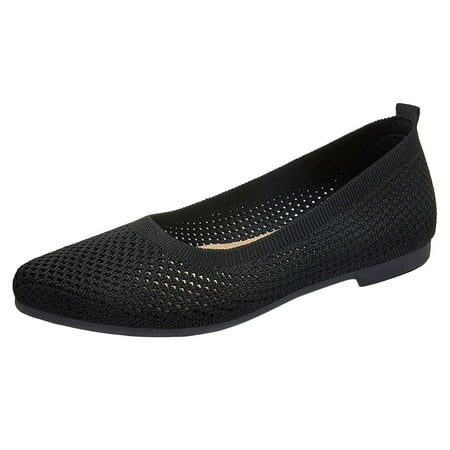

DVKOVI Casual Shoes for Women Old Cloth Shoes Breathable Popular Knitted Mesh Fashion Women Shoes Loafers for Women Flats Shoes Women Dressy Comfortable Black 38
