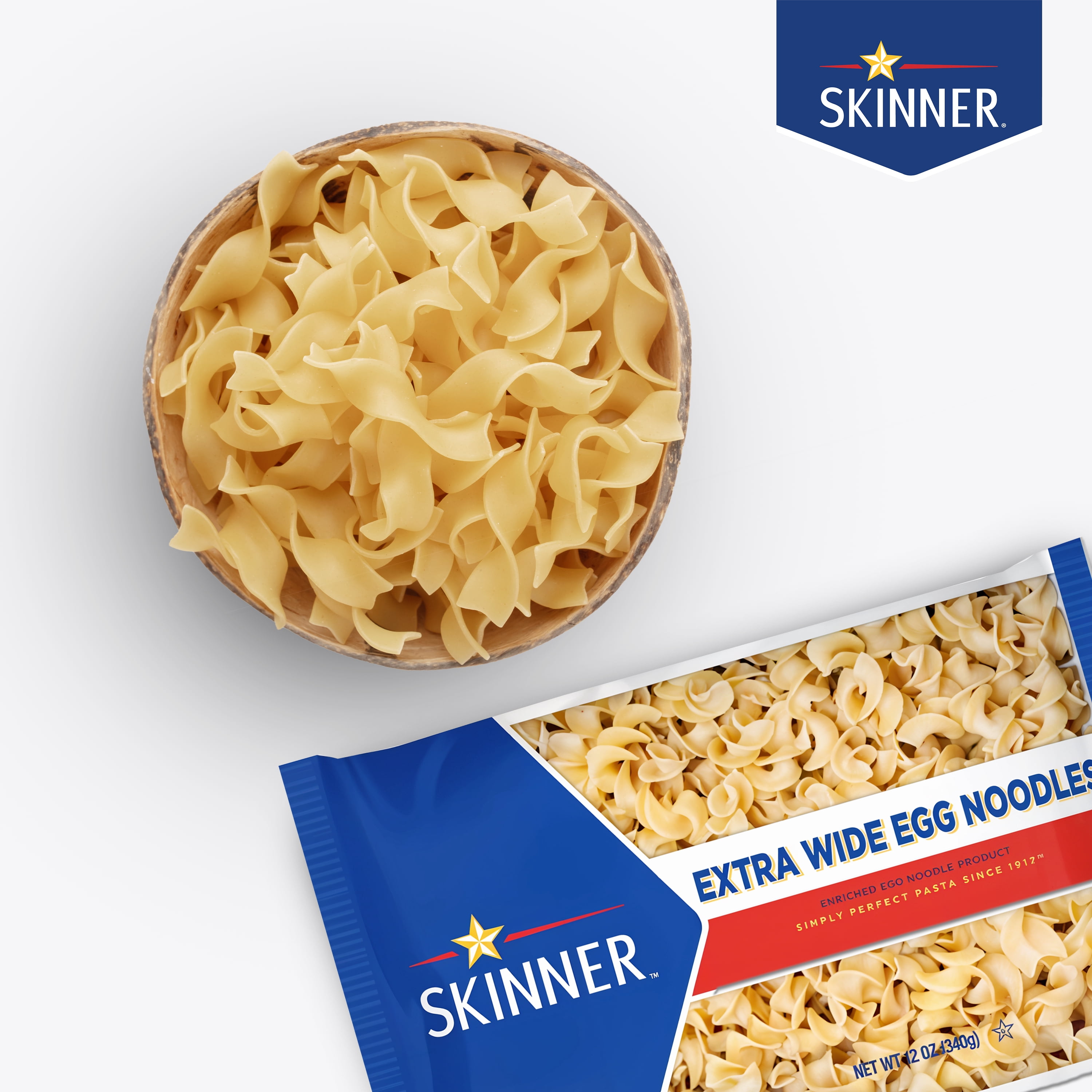 Skinner Extra Wide Egg Noodle Pasta, 12 Pack (12 oz Each) – Pantry Staple for Casseroles, Soups & Satisfying Meals