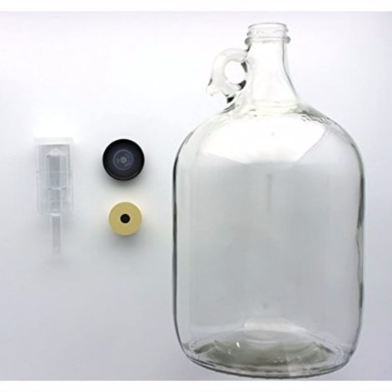 Complete One Gallon Glass Jug Container with Drilled Rubber