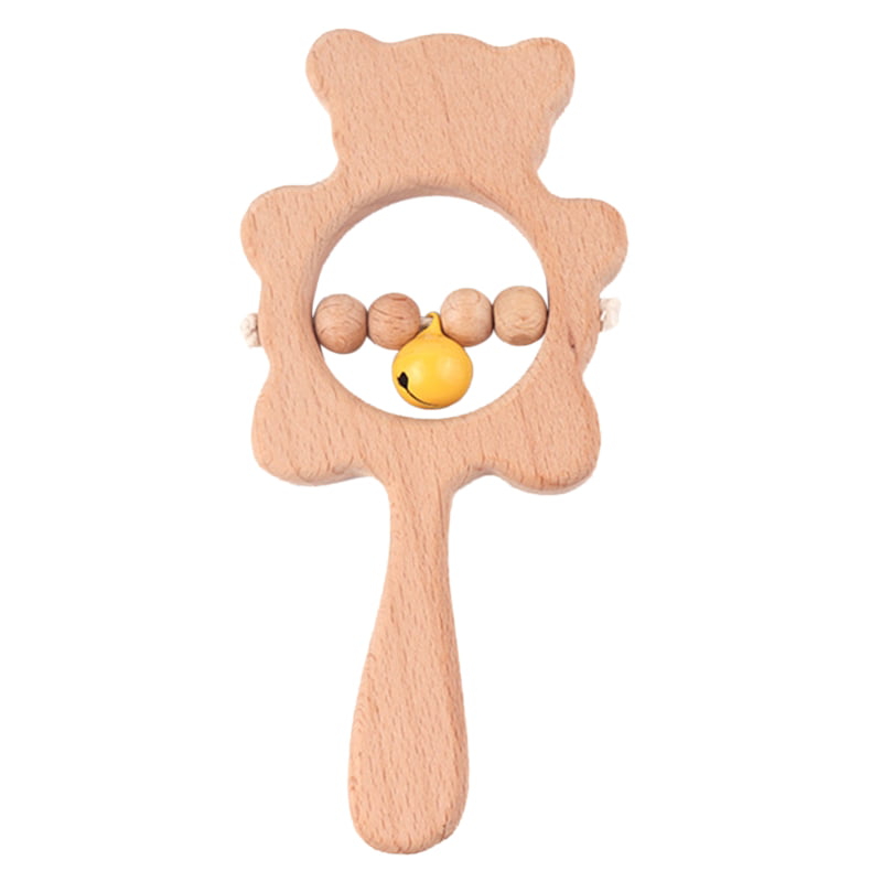 Wooden Teether Wood Teething Untreated Beech Toys Baby Rattle LH 