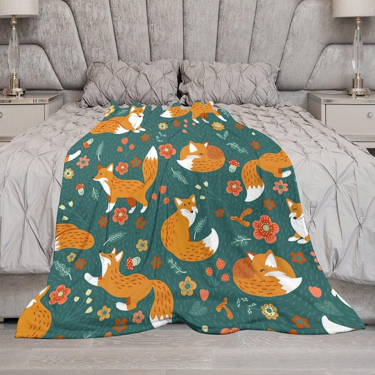 Fox Blanket Fox Gifts for Girls Women Foxes Throw Blanket for Kids Adults Soft Warm Cozy Fleece Blanket for Couch Sofa \u200bBed 50"x60"