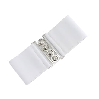 1937 Wide Waist Stretch Belt For Women Elasticated Woman Belt (white (silver Women Silver Extra Long Wide Fabric Waistband Fashion Belt  main image 3