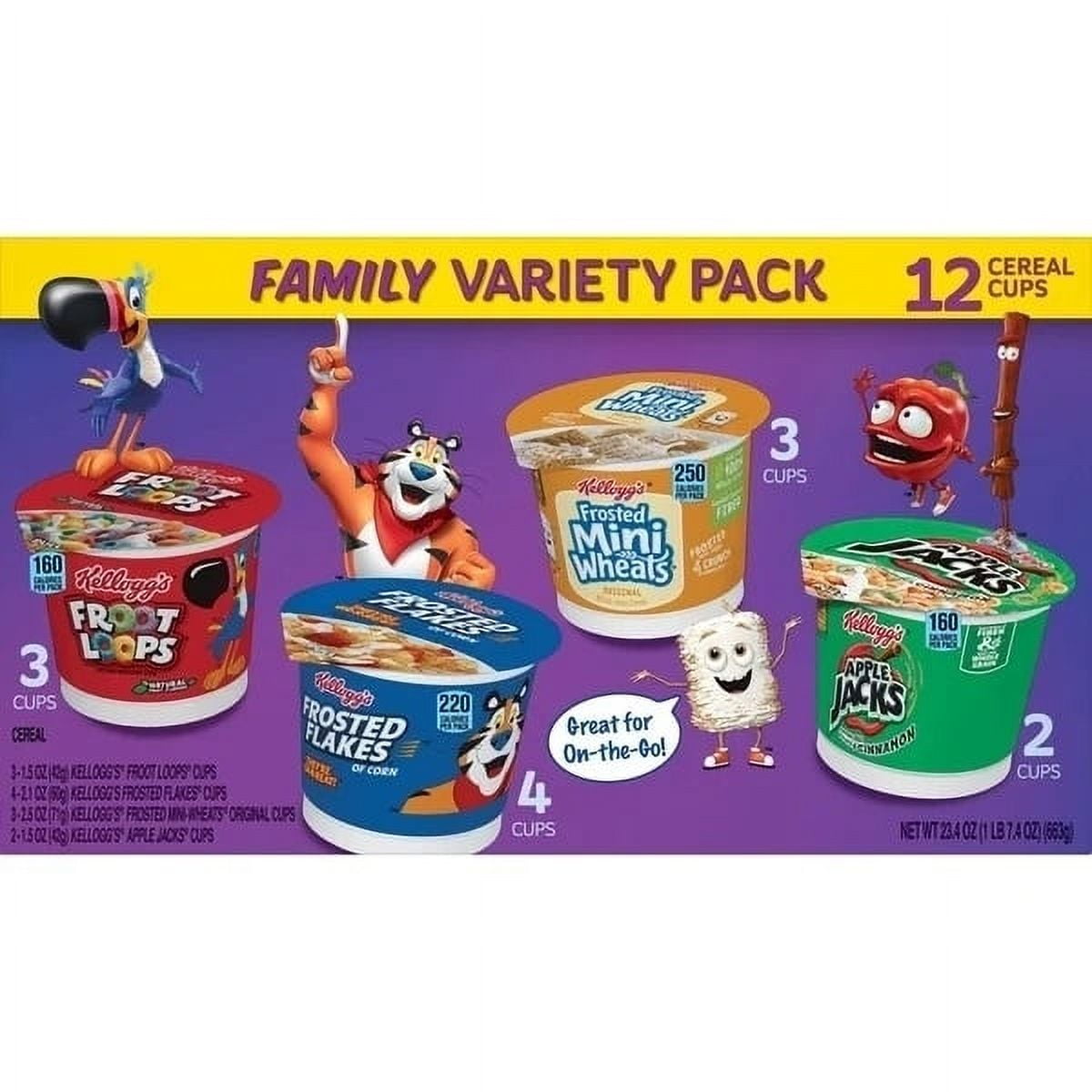 Kellogg's Cereal Cup Variety Pack, 12 Count