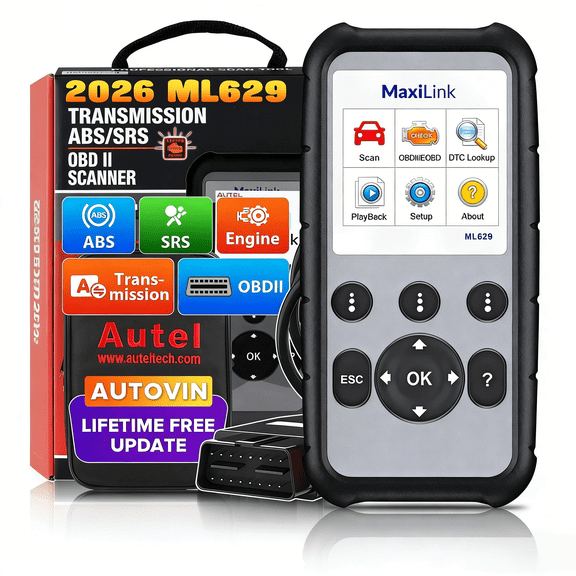 Autel ML629 OBD2 Scanner Car Diagnostic Scan Tool 4 System Diagnoses OBD II Full Functions  Upgraded of AL519/AL619/ ML619 for DIYers Professionals