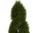thumbnail image 2 of Nearly Natural 4' Cypress Double Spiral Topiary Artificial Tree in Slate Planter UV Resistant, Green, 2 of 5