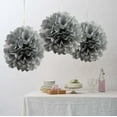 thumbnail image 2 of Efavormart 6 PCS Paper Tissue Wedding Birthday Party Banquet Event Festival Paper Flower Pom Pom - Silver 10 inch, 2 of 9