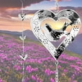 thumbnail image 5 of Bird and Heart Chimes - Silver Heart Shaped Filigree Chimes with Glass Marbles and Bells - Garden Decor - 38 Inch High, 5 of 7