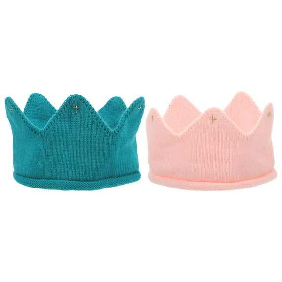 Masteelf 2 Pcs Infant Crown Knitted Hat Baby Girl Newborn 20.00X10.00X0.50CM