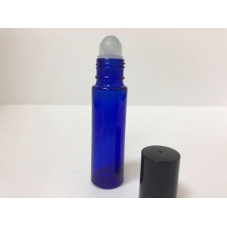Roll On Bottle - 3 - Bottles Cobalt Blue 10 ml GLASS Roll On Bottle With Black Cap