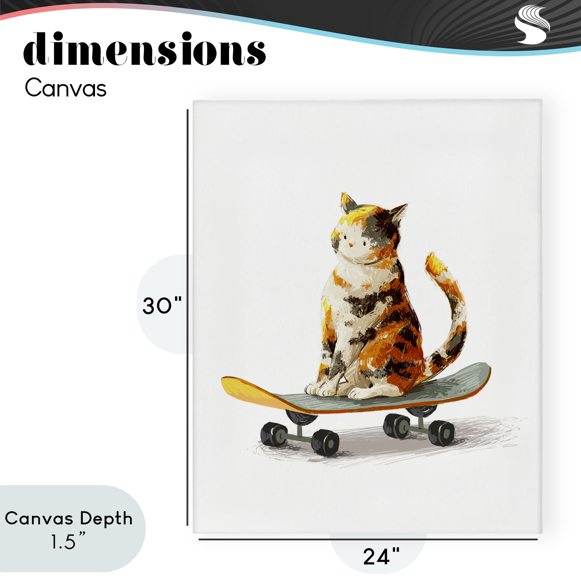Stupell Industries Calico Cat on a Skateboard Canvas Wall Art, design by Ziwei Li