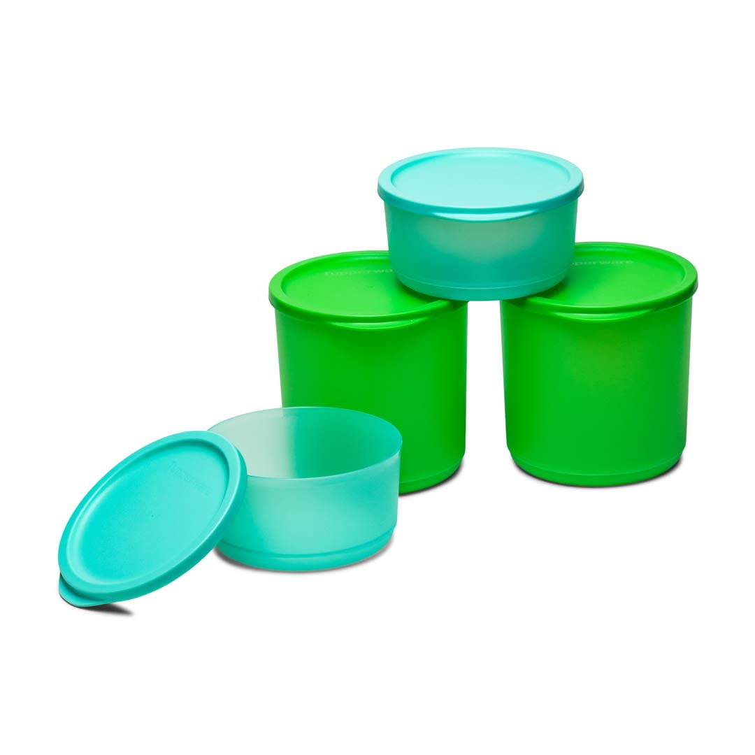 Tupperware Round Stax Polypropylene Round Bowl (Green, Blue) -530 ml -2  Pieces and 1100 L -2 Pieces 