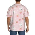 thumbnail image 3 of Yiaed Rabbit And Peach Print Mens Casual Wrinkle Free Shirts Short Sleeve Button Down Summer Stretch Dress Shirt-Large, 3 of 5