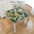 thumbnail image 2 of COMIO Tropical Palm Leaves Banana Jungle Leaf Floral Pattern Fabric Outdoor Fitted Square Tablecloth White, 2 of 7