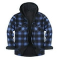 thumbnail image 2 of Mgmyaa Men's Hooded Velvet Shirt Jacket Fleece Lined Insulated Plaid Button Up Long Sleeve Winter Top, 2 of 5