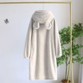 thumbnail image 3 of Button Down Fleece Bath Robes for Women Winter Thick Warm Hooded Bathrobe with Pockets Long Sleeve Casual Cozy Loungewear, 3 of 5