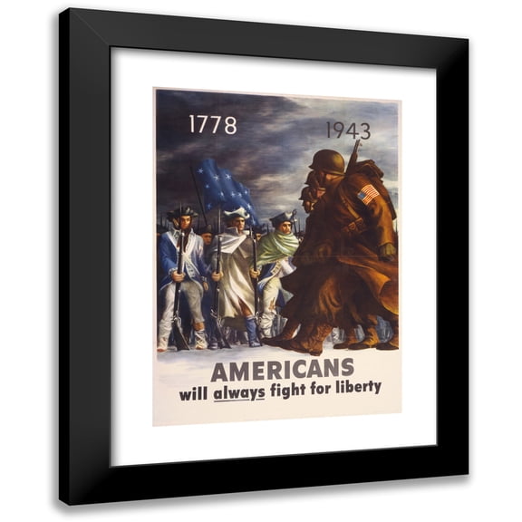Bernard Perlin 11x14 Black Modern Framed Museum Art Print Titled - Americans Will Always Fight for Liberty (1943)