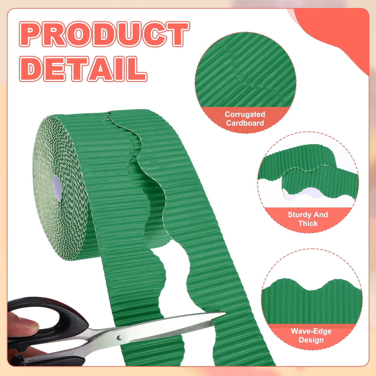 Uxcell 2 Rolls 24.6ft Bulletin Board Border, Scalloped Trim Paper Corrugated Paper Wavy Border for Bulletin Crafts Offices DIY Project Party Cork Poster, Dark Green