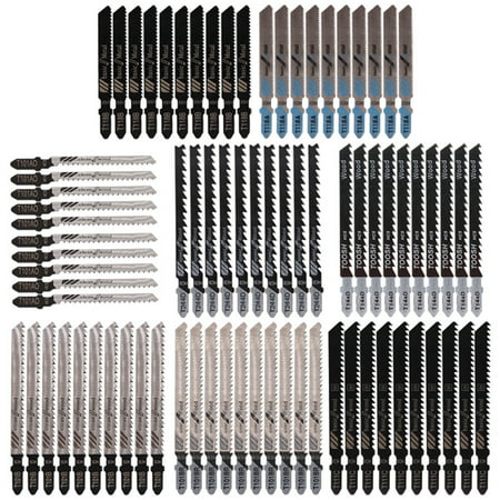 

SIEYIO 80Pcs Jigsaw Blades Set Multi-purpose Jigsaw Blades for Wood Plastic Metal Fast and Clean Wood Cutting Quick Release