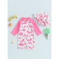 thumbnail image 2 of FEORJGP Toddler Baby Girls One-piece Swimsuits 3M 6M 12M 18M 2T 3T Infant Rash Guard Swimwear Long Sleeve Jumpsuits Dolphin Shell Print Bodysuits Zippte Summer Clothes Beachwear for Vacation, 2 of 7