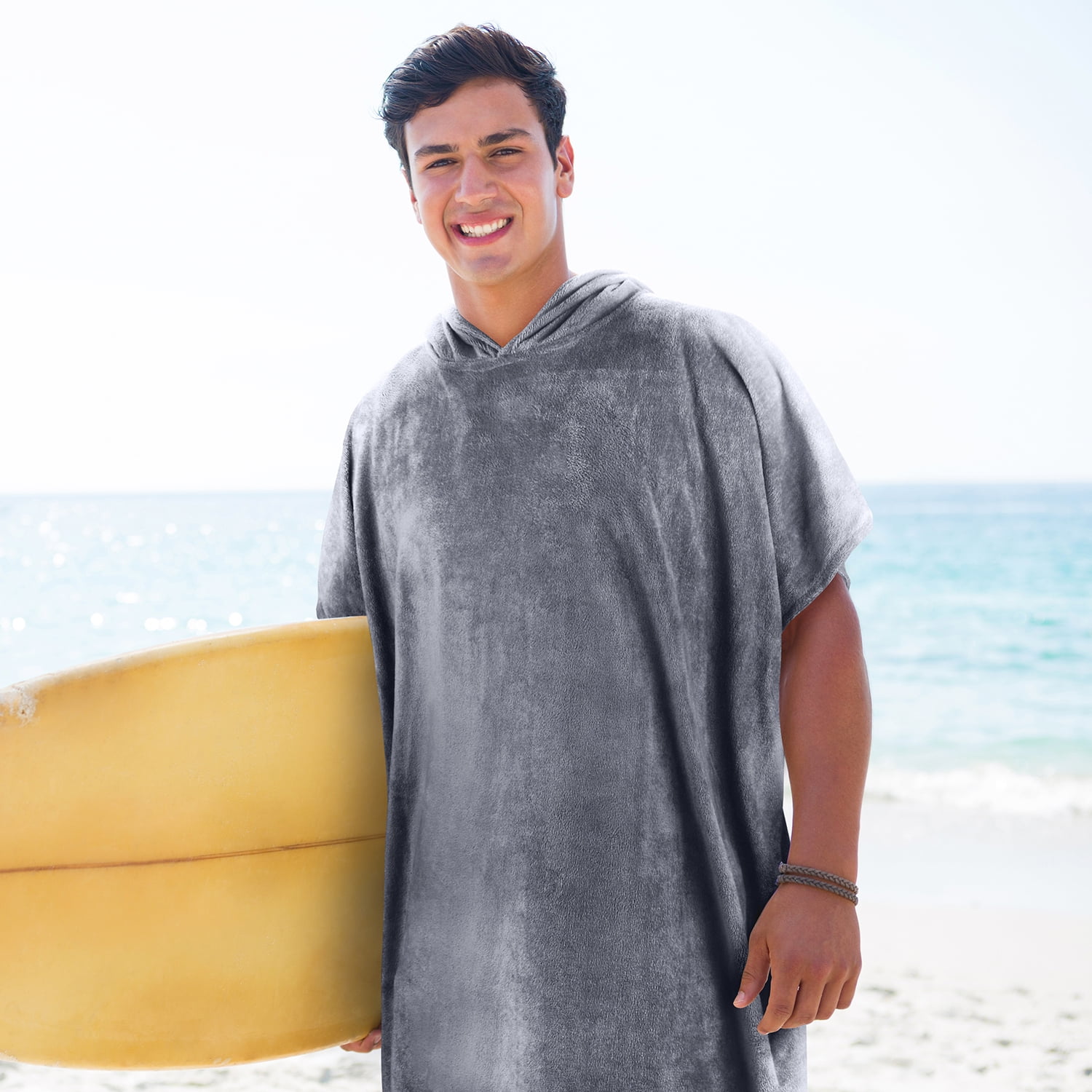 Surf Poncho Towel/ Hooded Water Absorbent Changing Wetsuit Microfiber Beach Bath Robe Quick Dry Surfing Swimming Bathing for Adults/ Men Women