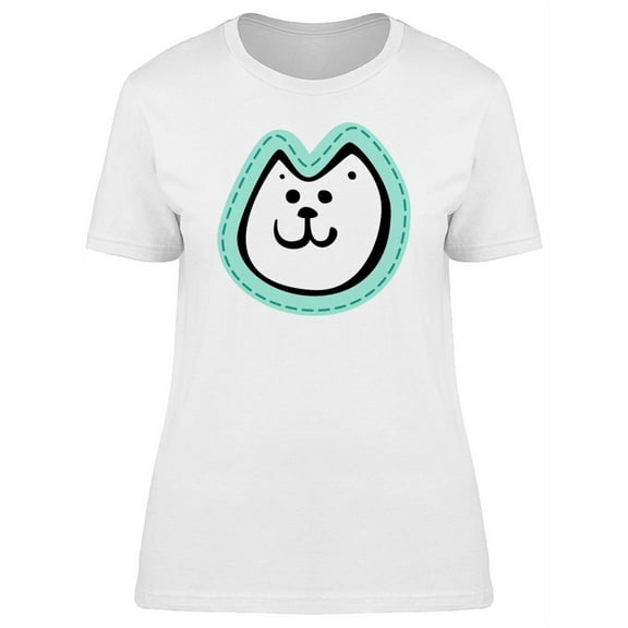 Cool Happy Kitten Face Doodle T-Shirt Women -Image by Shutterstock, Female Large