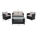 thumbnail image 6 of SAFAVIEH Vellor Outdoor Patio 4 Piece Conversation Set, Black/Light Grey, 6 of 12