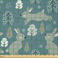 thumbnail image 2 of Ambesonne Bunny Fabric by the Yard Microfiber, Rabbits Trees and Snowflakes, 10 Yards, Blue Grey Pale Taupe, 2 of 2