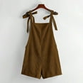 thumbnail image 6 of Jumpsuits For Women Short Overalls Casual Sleeveless Adjustable Rompers Velvet With Pockets 2025 Brown, 6 of 9