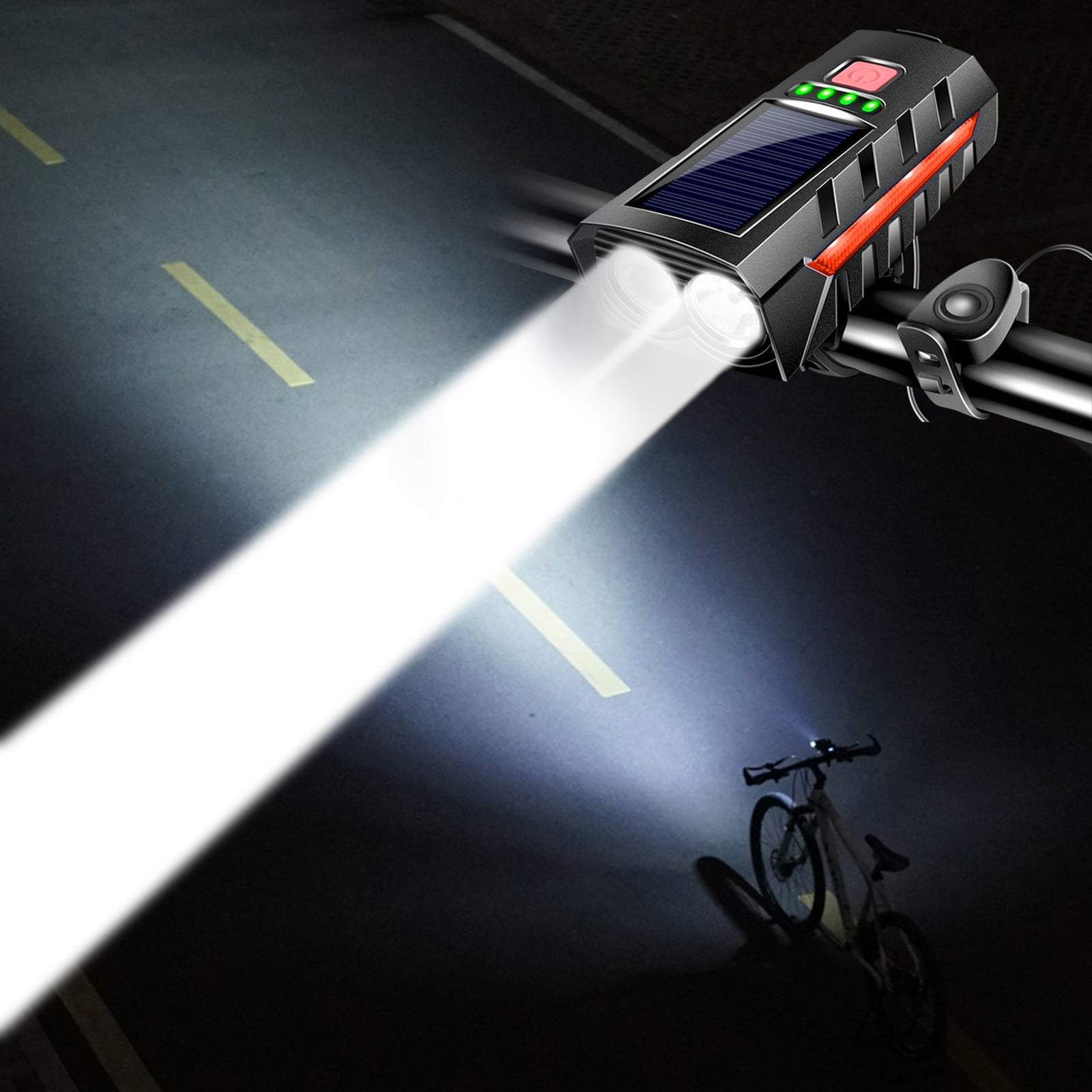 Xihbxyly Bike Lights Solar Charging with Speaker Bike Headlight Super Bright Night Ride Bicycle Headlight Suitable for Road Mountain City Commuting Adventure Bike Safety Flash Light Walmart