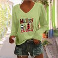 thumbnail image 4 of Merry Christmas Shirts for Women Leopard Plaid Tree Graphic Shirts Causal V Neck Long Sleeve Shirts Holiday Party Top on Womens Sweatshirt, 4 of 6
