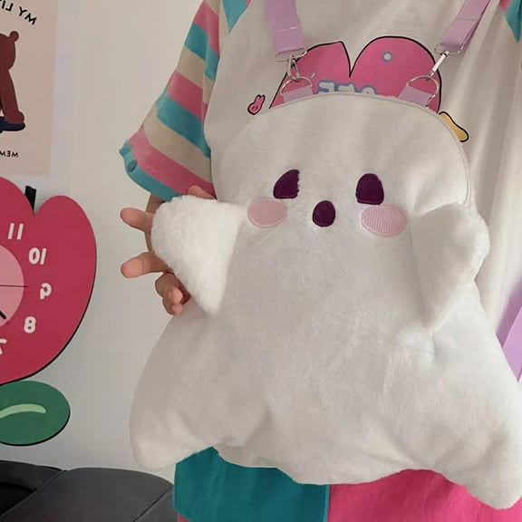 Cute Funny Ghost Bags Cute Plush Large Capacity Backpack Funny Lightweight Shopping Daypack Cartoon Travel Commuter Bag Halloween Gift Women's Bags