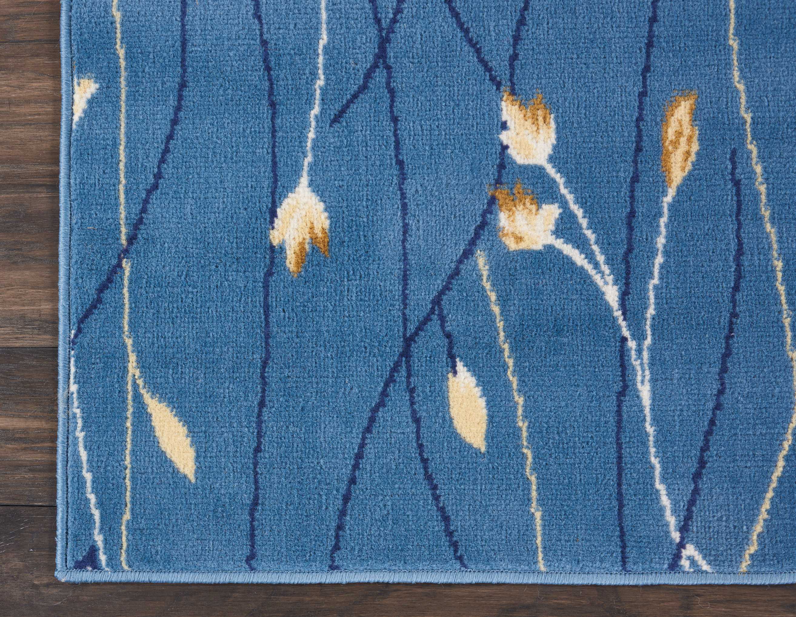 Eclectic Essentials Light Blue Botanical 2'3" x 7'6" Runner Rug
