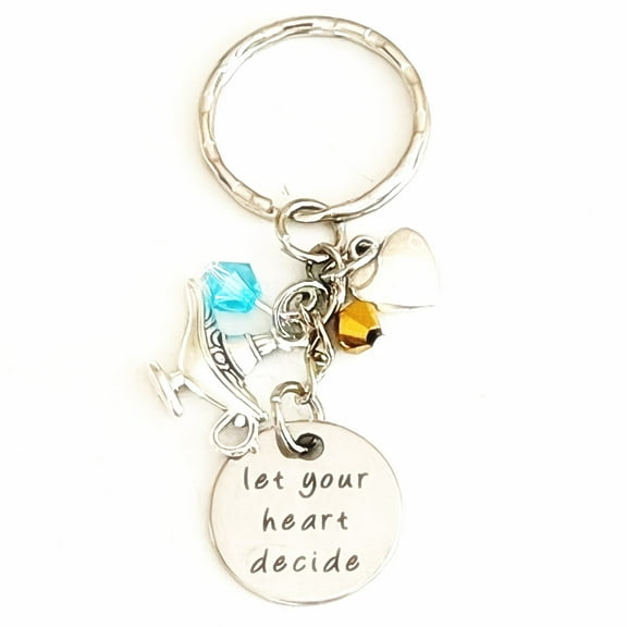 Hanalea Island Jewelry Co. Let Your Heart Decide Aladdin and Jasmine Silver Charm Keychain Accessories Gift of Magical True Love I Merchandise for Women