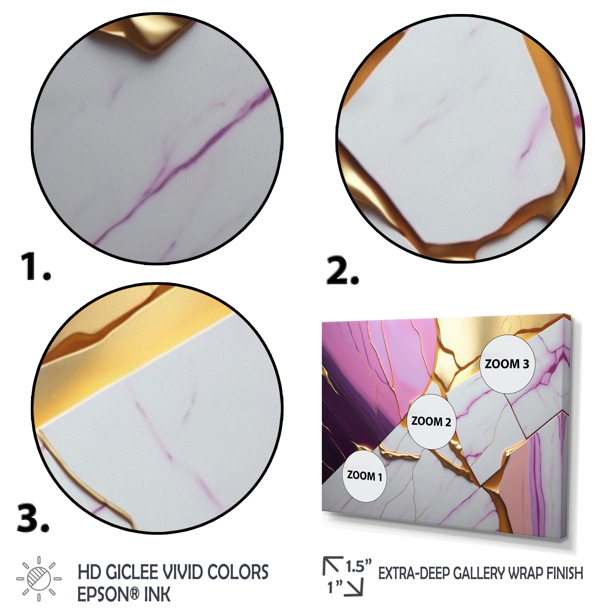 Designart Abstract Geode Violet II Canvas Wall Art