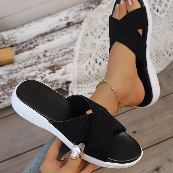 Norvail Womens Casual Platform Slide Sandals, Walking Shoes with Thick Cushioned Sole, Slip-On Strap Slippers for Outdoor Beach and Pool, Lightweight Non-Slip Footbed for All-Day Comfort